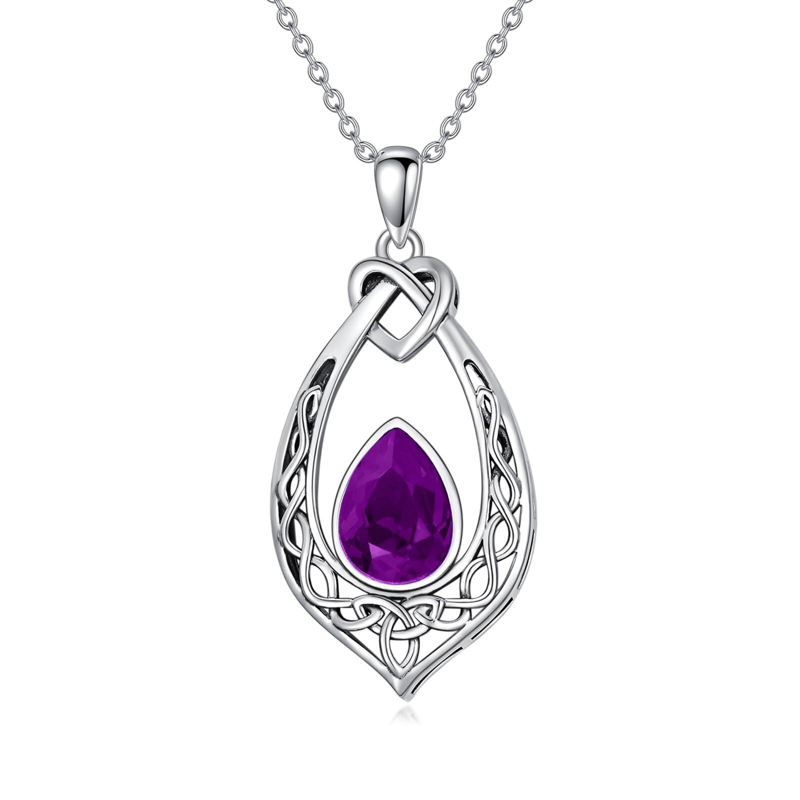 Emerald Green Celtic Knot Necklace, 925 Sterling Silver